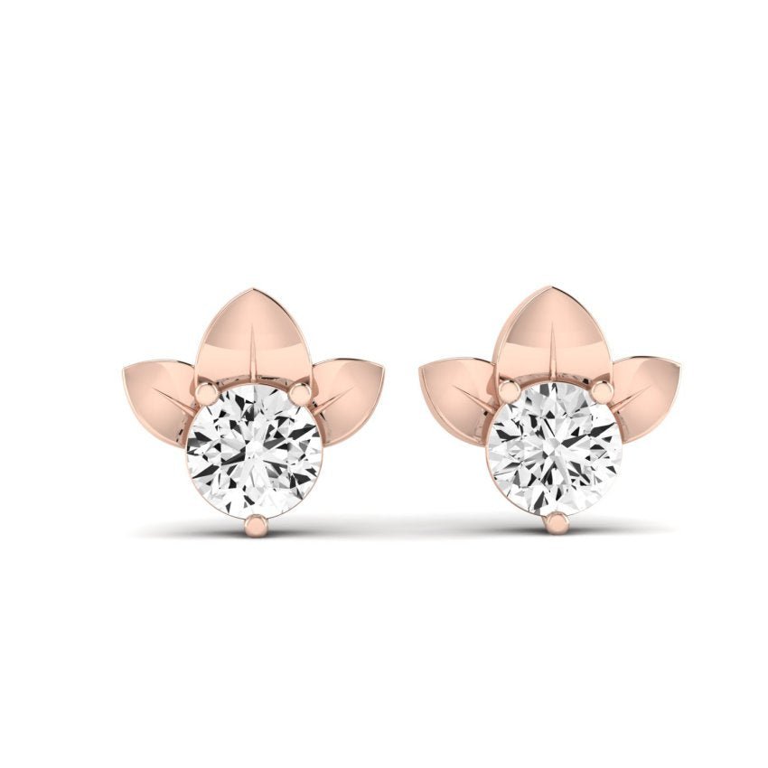 Reed Round Moissanite Stud Earrings rosegold