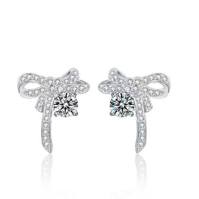 Rica Ribbon Stud Diamond Earrings (Clarity Enhanced) whitegold