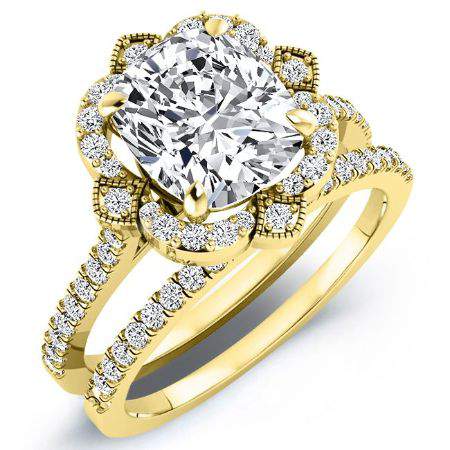 Rockrose Cushion Diamond Bridal Set (Lab Grown Igi Cert) yellowgold