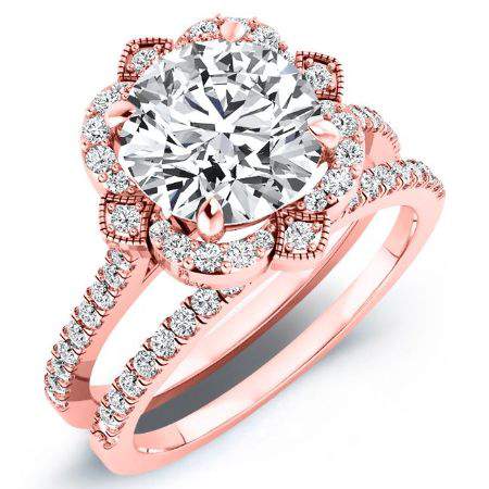 Rockrose Diamond Matching Band Only (engagement Ring Not Included) For Ring With Round Center rosegold