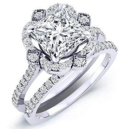 Rockrose Princess Moissanite Bridal Set whitegold