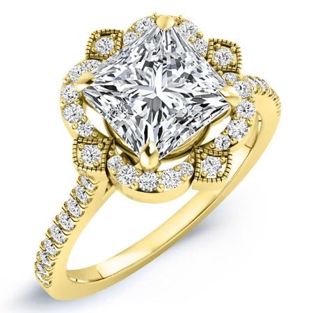 Rockrose Princess Moissanite Bridal Set yellowgold