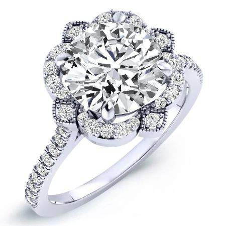 Rockrose Round Diamond Engagement Ring (Lab Grown Igi Cert) whitegold