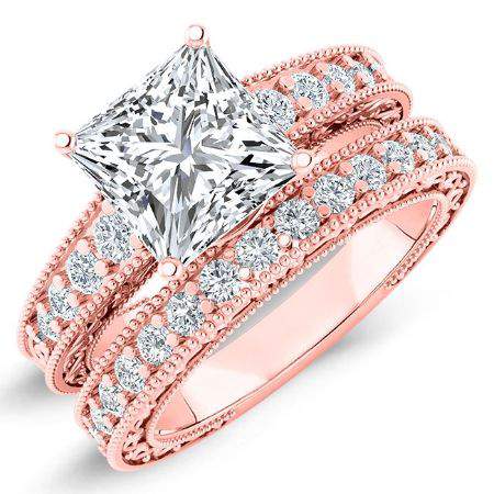 Romy Diamond Matching Band Only (engagement Ring Not Included) For Ring With Princess Center rosegold