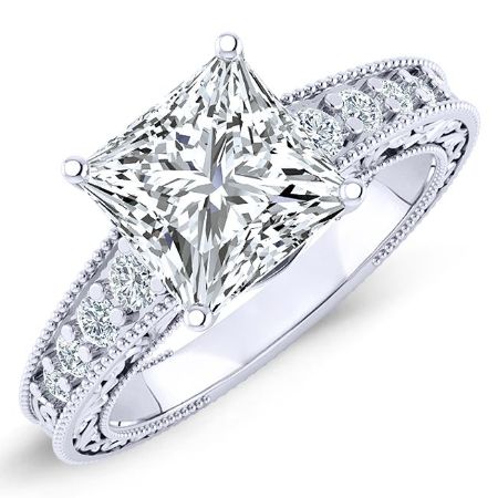 Romy Diamond Matching Band Only (engagement Ring Not Included) For Ring With Princess Center whitegold