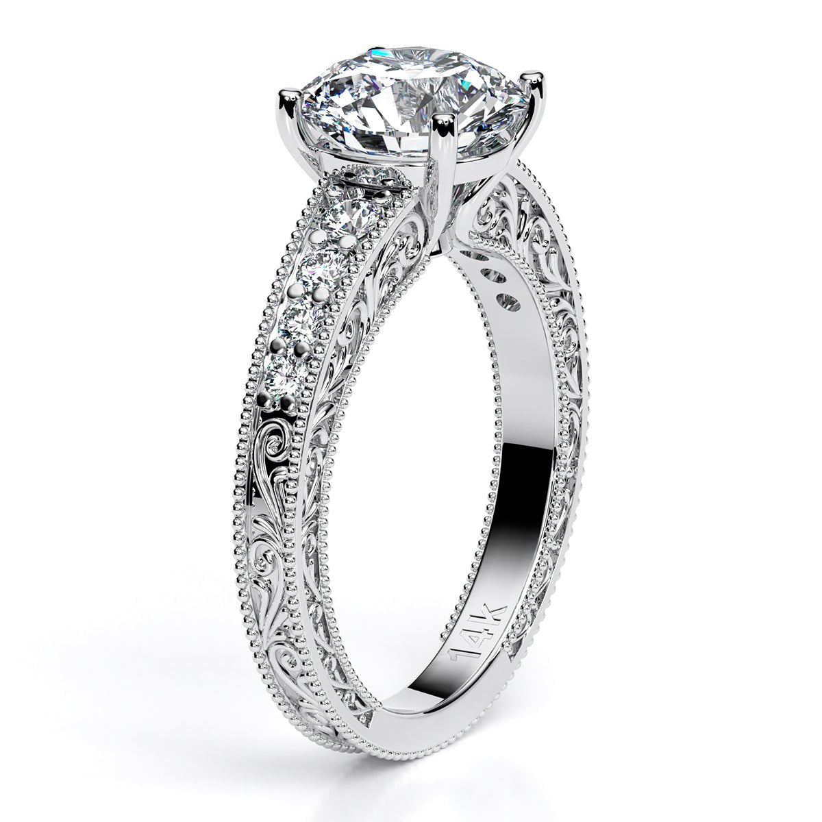 Romy Round Diamond Engagement Ring (Lab Grown Igi Cert) whitegold