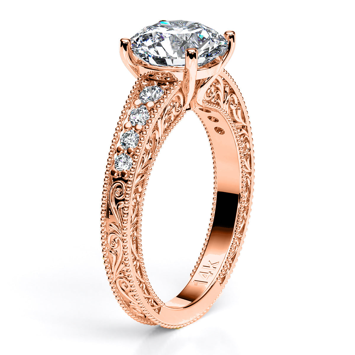Romy Round Diamond Engagement Ring (Lab Grown Igi Cert) rosegold
