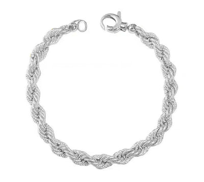 Rope Chain Men's Bracelet White Gold