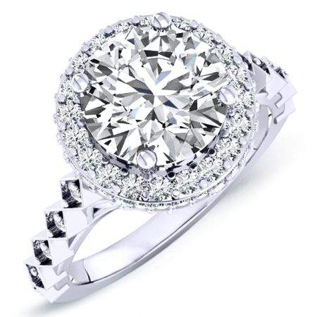 Rosanna Round Moissanite Engagement Ring whitegold