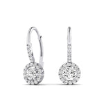Rue Round Cut Diamond Halo Earrings (Clarity Enhanced) whitegold