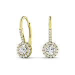 Rue Round Cut Diamond Halo Earrings (Clarity Enhanced) yellowgold