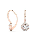 Rue Round Cut Moissanite Halo Earrings rosegold
