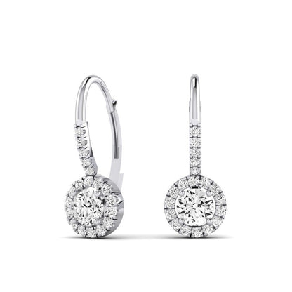 Rue Round Cut Diamond Halo Earrings (Clarity Enhanced) whitegold