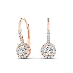 Rue Round Cut Moissanite Halo Earrings rosegold