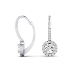 Rue Round Cut Moissanite Halo Earrings whitegold
