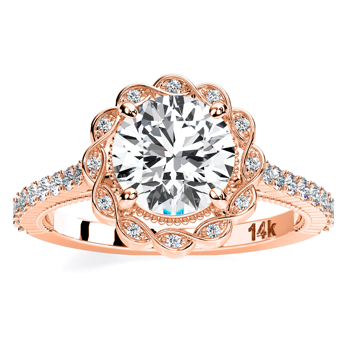 Ruellia Round Diamond Engagement Ring (Lab Grown Igi Cert) rosegold