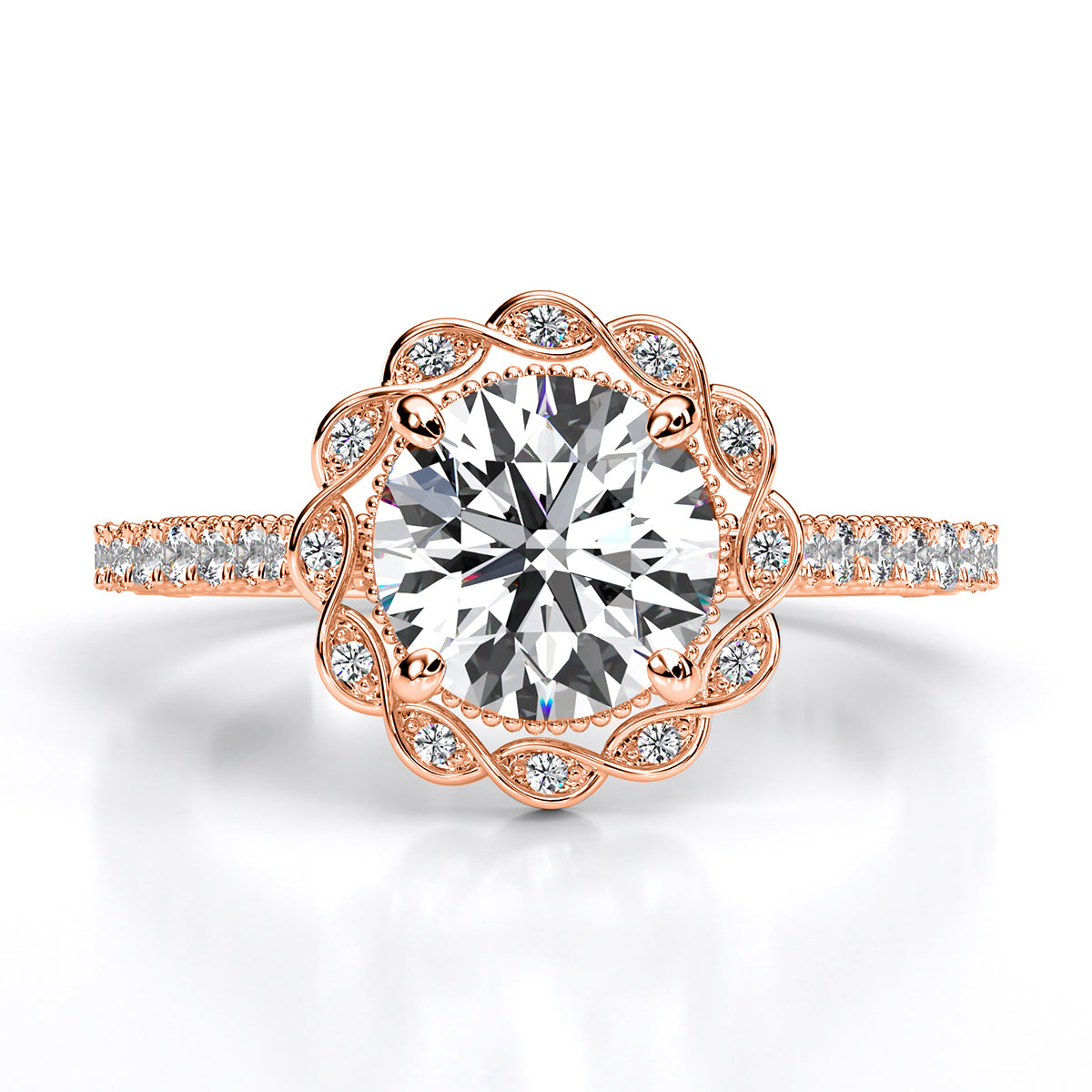 Ruellia Round Diamond Engagement Ring (Lab Grown Igi Cert) rosegold