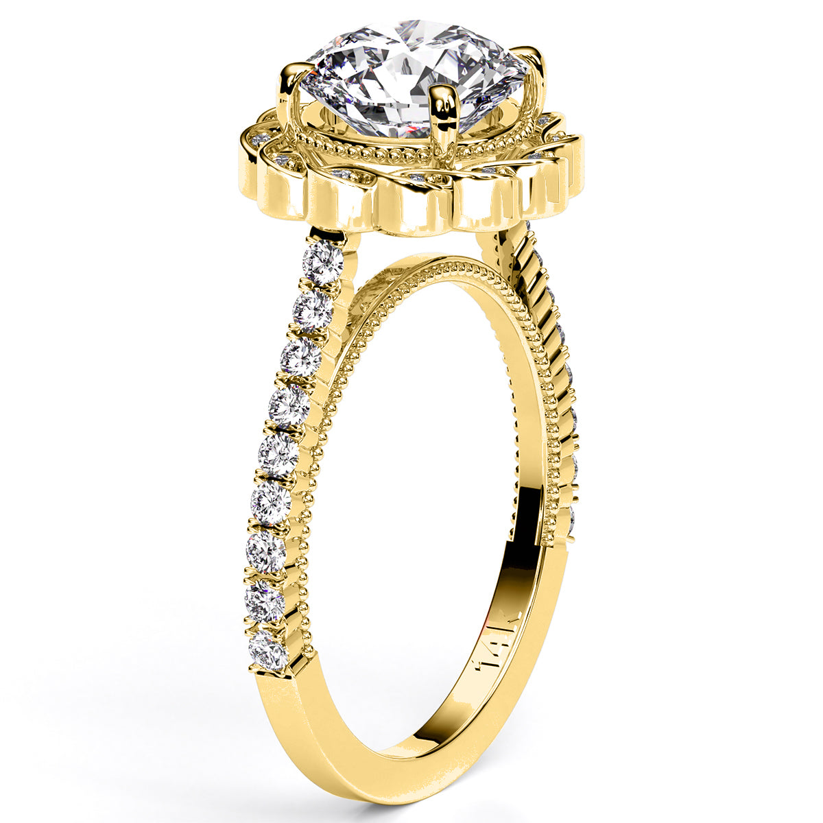 Ruellia Round Diamond Engagement Ring (Lab Grown Igi Cert) yellowgold