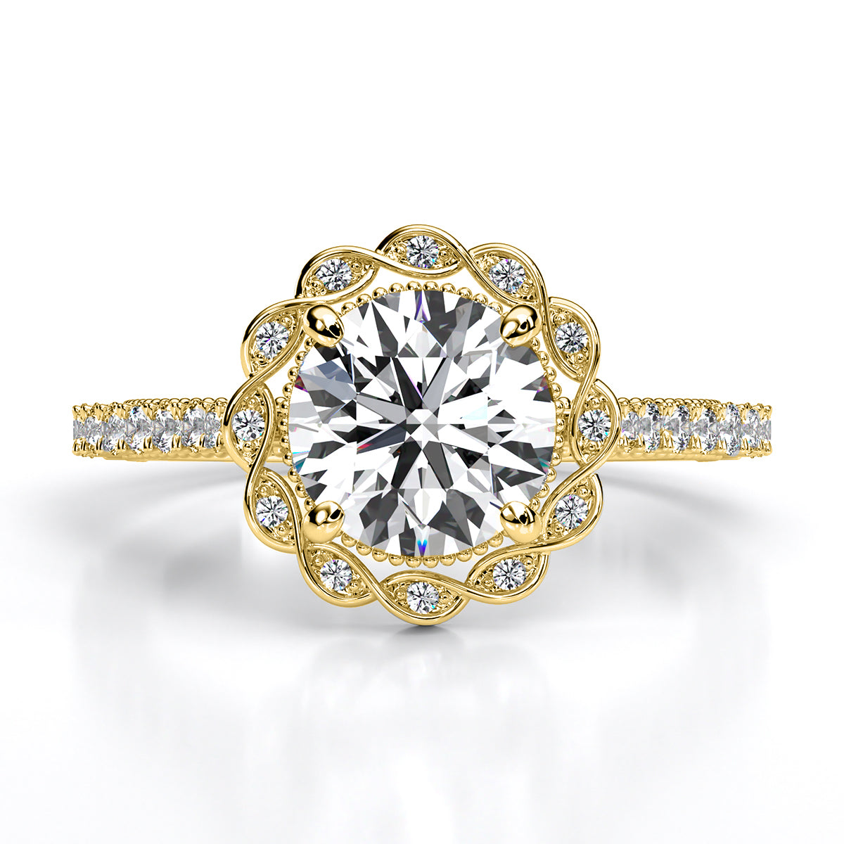 Ruellia Round Diamond Engagement Ring (Lab Grown Igi Cert) yellowgold