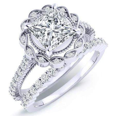 Ruellia Diamond Matching Band Only (engagement Ring Not Included) For Ring With Princess Center whitegold