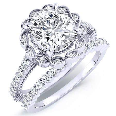 1.00 ct - Ruellia - GIA Natural Cushion Diamond Bridal Set