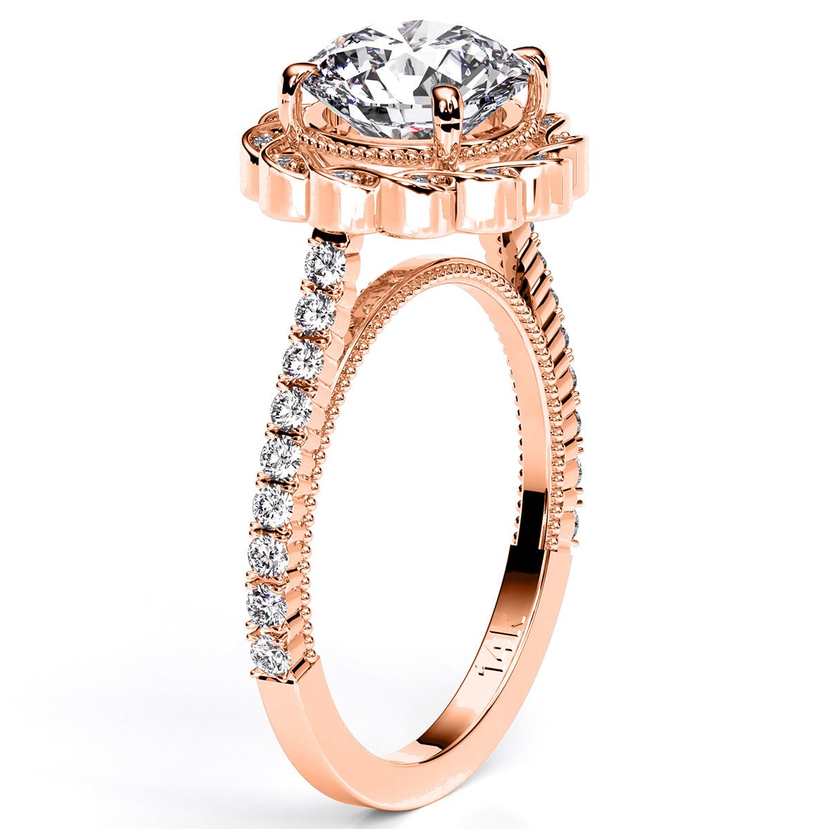 Ruellia Round Diamond Engagement Ring (Lab Grown Igi Cert) rosegold