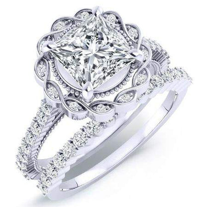 Ruellia Princess Moissanite Bridal Set whitegold