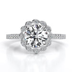 Ruellia Round Moissanite Engagement Ring whitegold