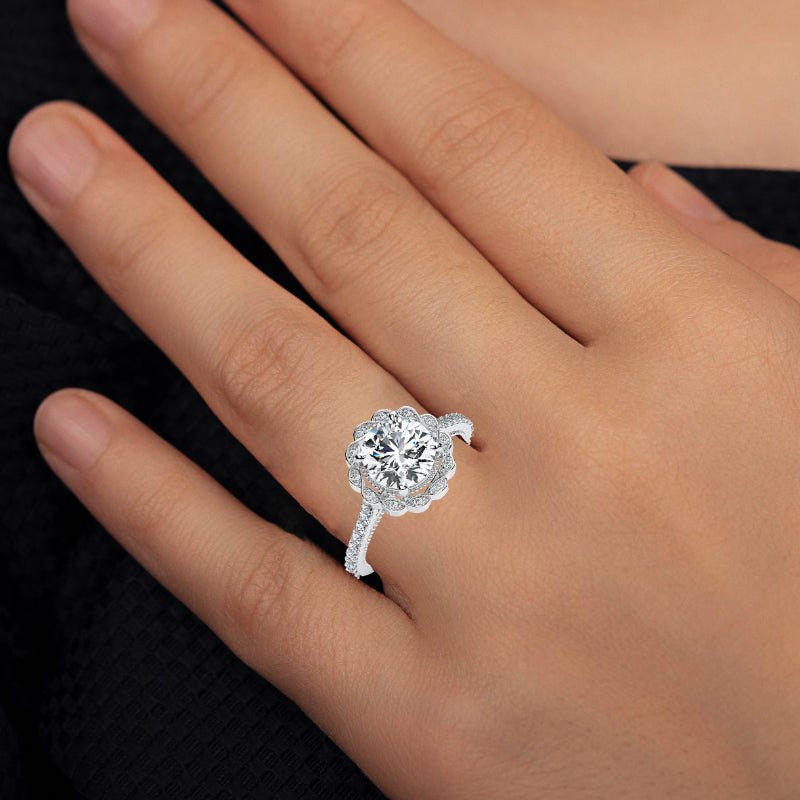 Ruellia Round Diamond Engagement Ring (Lab Grown Igi Cert) whitegold