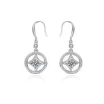 Sally Round Pearl & Moissanite Dangling Earrings whitegold