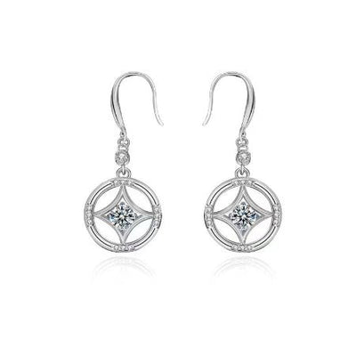 Sally Round Pearl & Moissanite Dangling Earrings whitegold