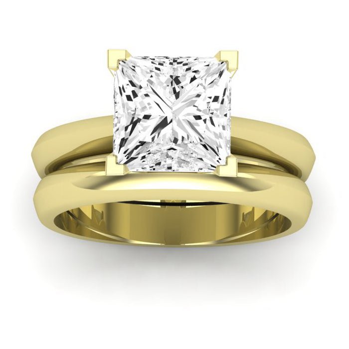 Senna Diamond Matching Band Only (does Not Include Engagement Ring) For Ring With Princess Center yellowgold