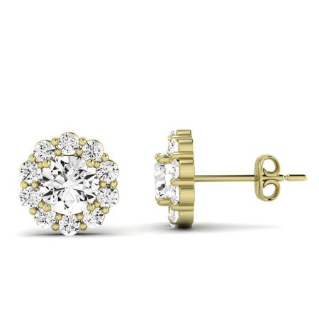 Sequoia Round Cut Diamond Halo Earrings (Clarity Enhanced) yellowgold