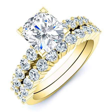 Magnolia Cushion Diamond Bridal Set (Lab Grown Igi Cert) yellowgold