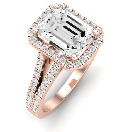 Silene Diamond Matching Band Only ( Engagement Ring Not Included) For Ring With Emerald Center rosegold