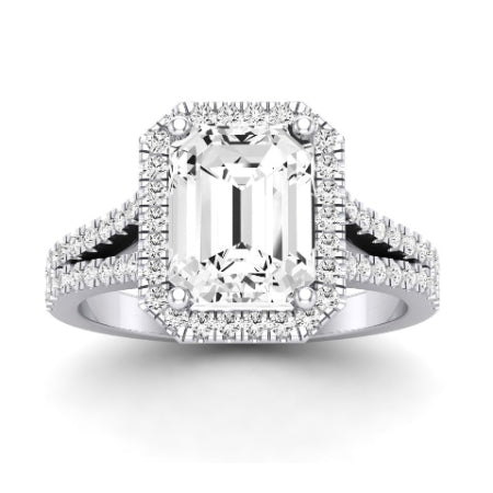 Silene Diamond Matching Band Only ( Engagement Ring Not Included) For Ring With Emerald Center whitegold