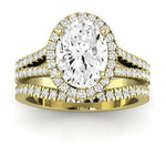 Silene Diamond Matching Band Only ( Engagement Ring Not Included) For Ring With Oval Center yellowgold
