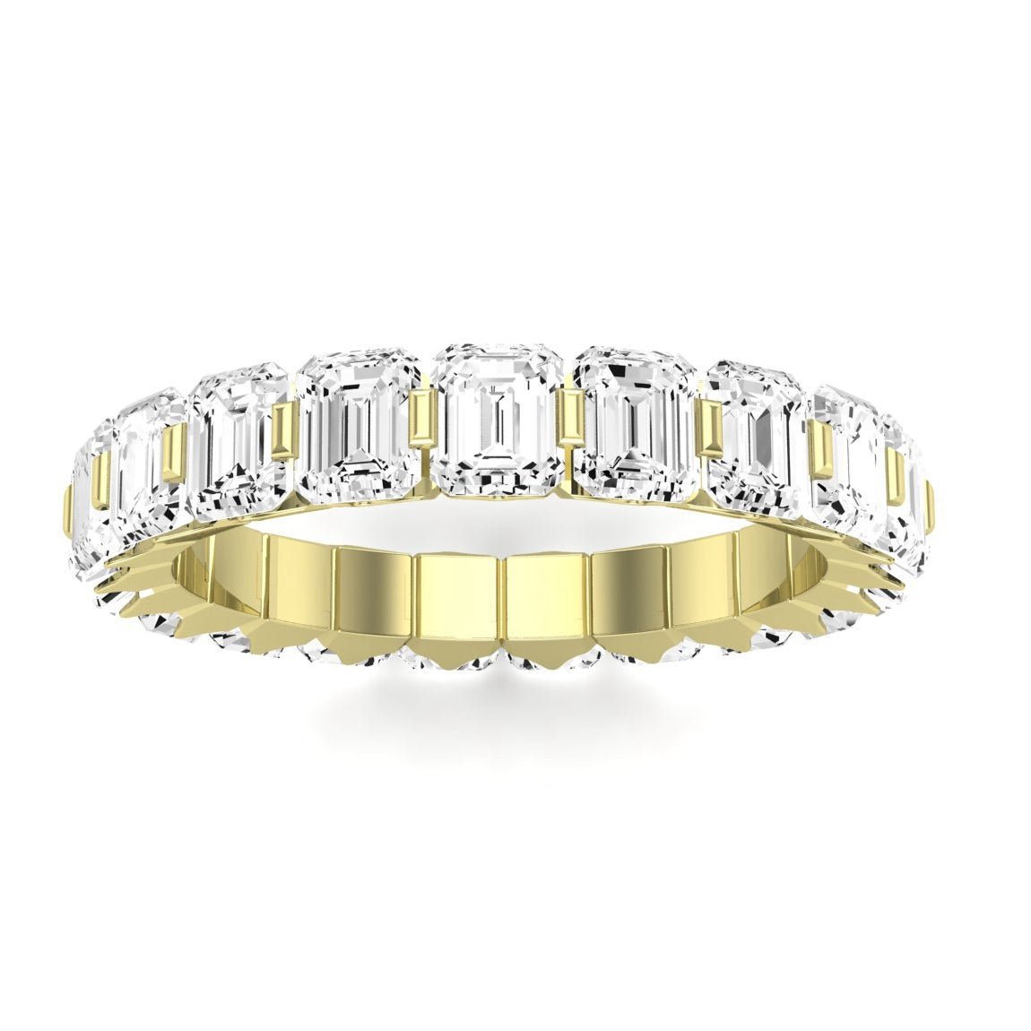 Silk Emerald Cut Moissanite Eternity Band yellowgold