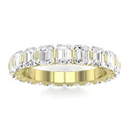 Silk Emerald Cut Moissanite Eternity Band yellowgold