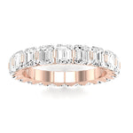 Silk Emerald Cut Moissanite Eternity Band rosegold