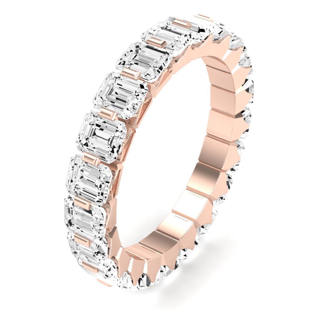 Silk Emerald Cut Moissanite Eternity Band rosegold