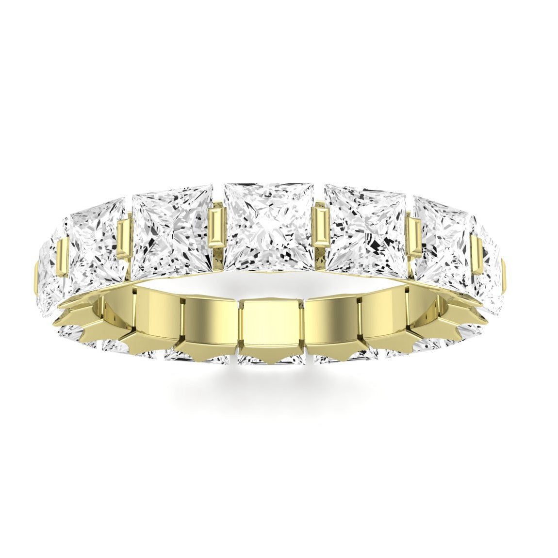 Silk Princess Cut Moissanite Eternity Band yellowgold