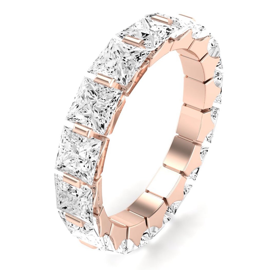 Silk Princess Cut Moissanite Eternity Band rosegold