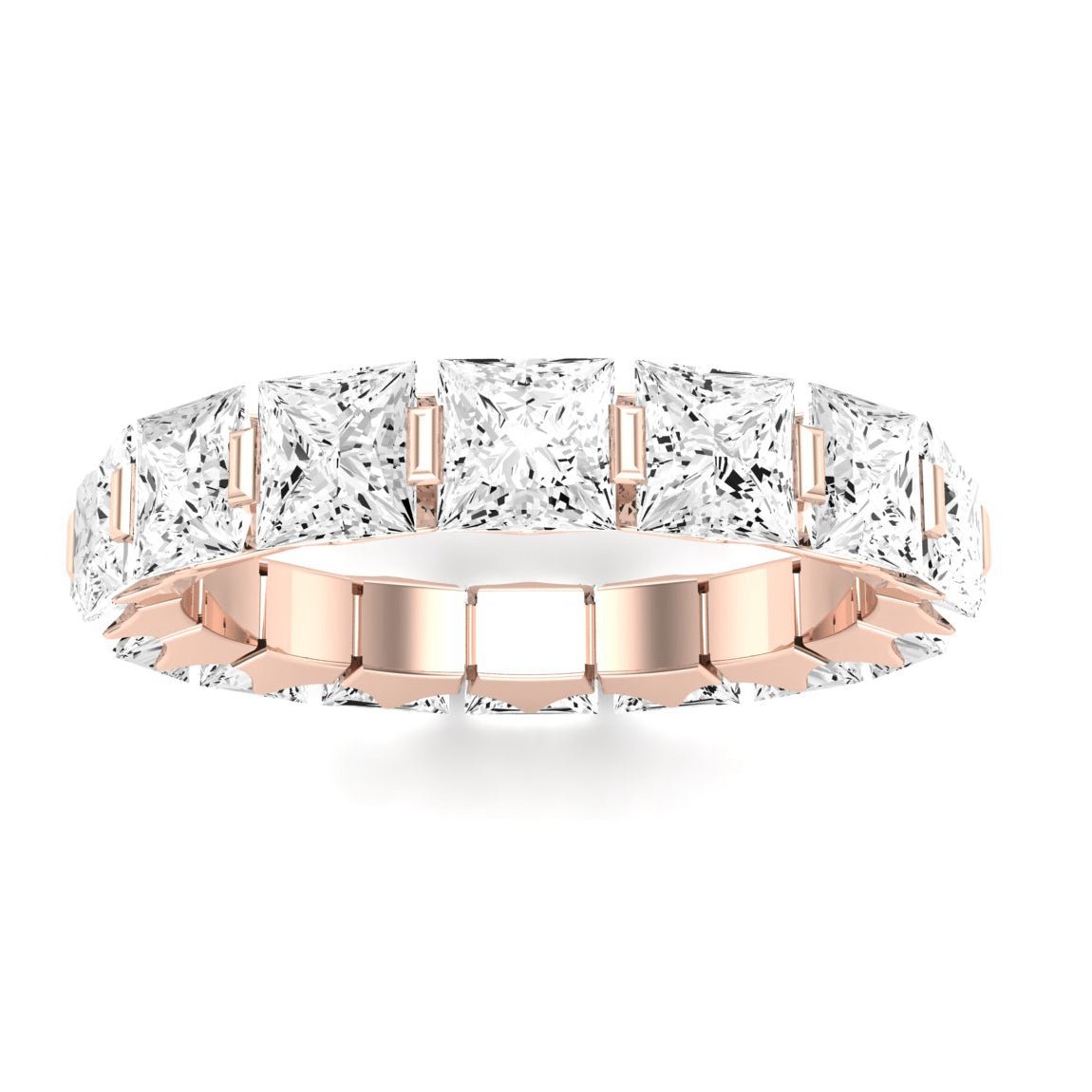 Silk Princess Cut Moissanite Eternity Band rosegold