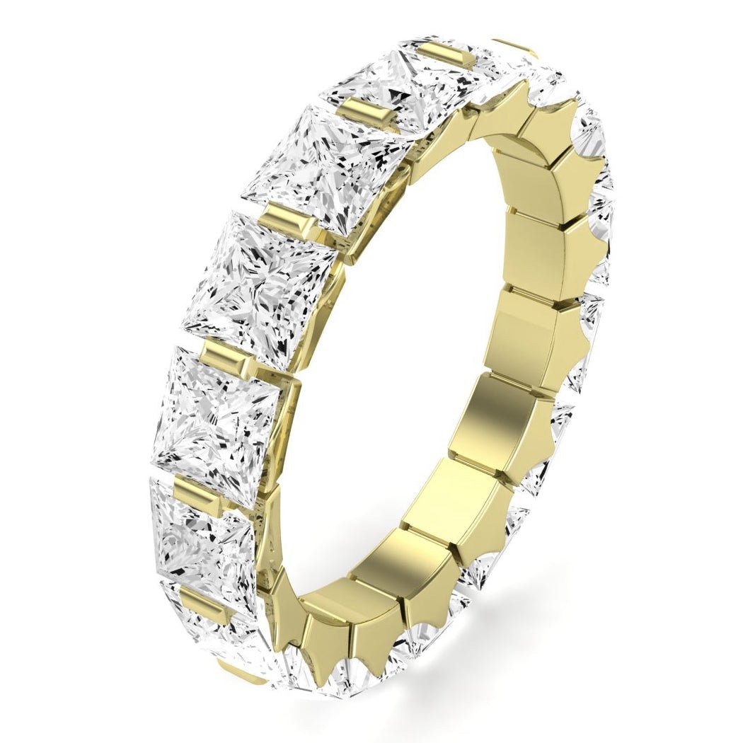 Silk Princess Cut Moissanite Eternity Band yellowgold