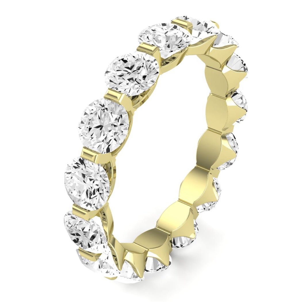 Silk Round Cut Moissanite Eternity Band yellowgold