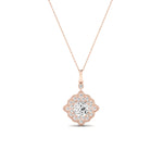 Sky Cushion Cut Diamond Halo Necklace (Clarity Enhanced) rosegold