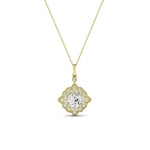 Sky Cushion Cut Diamond Halo Necklace (Clarity Enhanced) yellowgold