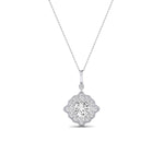 Sky Round Cut Diamond Halo Necklace (Clarity Enhanced) whitegold