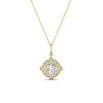 Sky Round Cut Diamond Halo Necklace (Clarity Enhanced) yellowgold